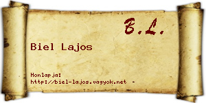 Biel Lajos névjegykártya